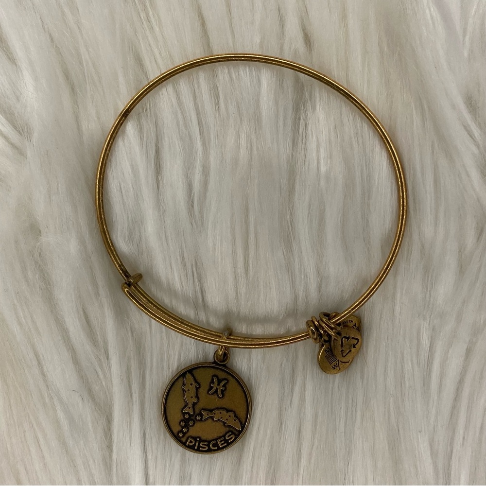 Alex and Ani Rafaelian Gold Pisces Charm Bangle Bracelet